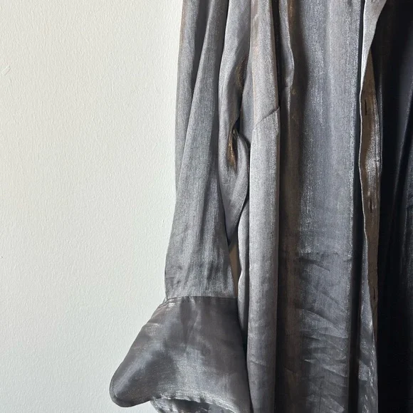 Silver Long Sleeve Button-Down Duster - Picture 3 of 8
